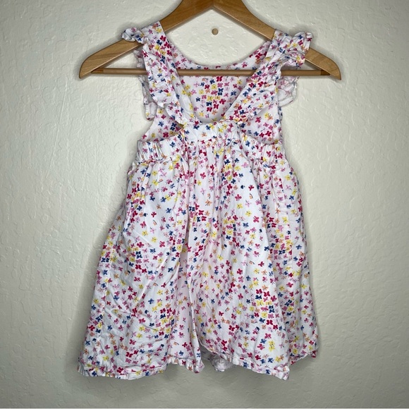 Jojo Maman Bebe Girls 5/6 Apron Style Butterfly Dress White Ruffles 100% Cotton - Picture 7 of 8